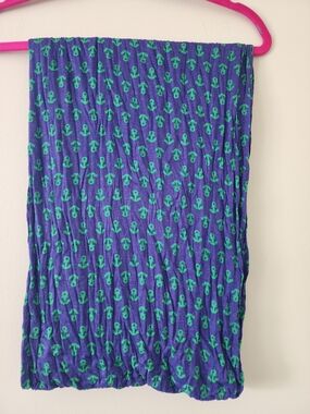 Sperry Blue Infinity Scarf with Green Anchor Print